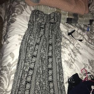 black and white patterned jumpsuit